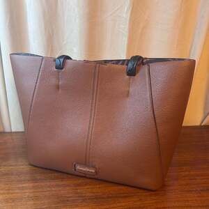 Tommy Bahama Brown Pebbled Tote Palm Leaf Lining